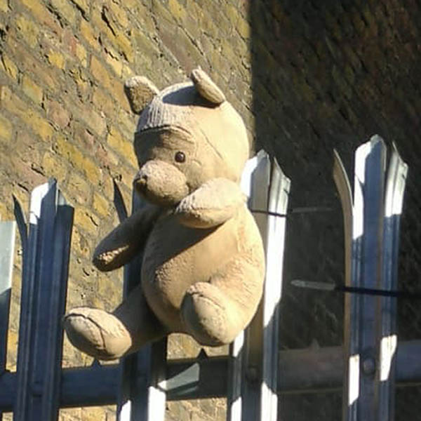 Winnie the Pooh on railings