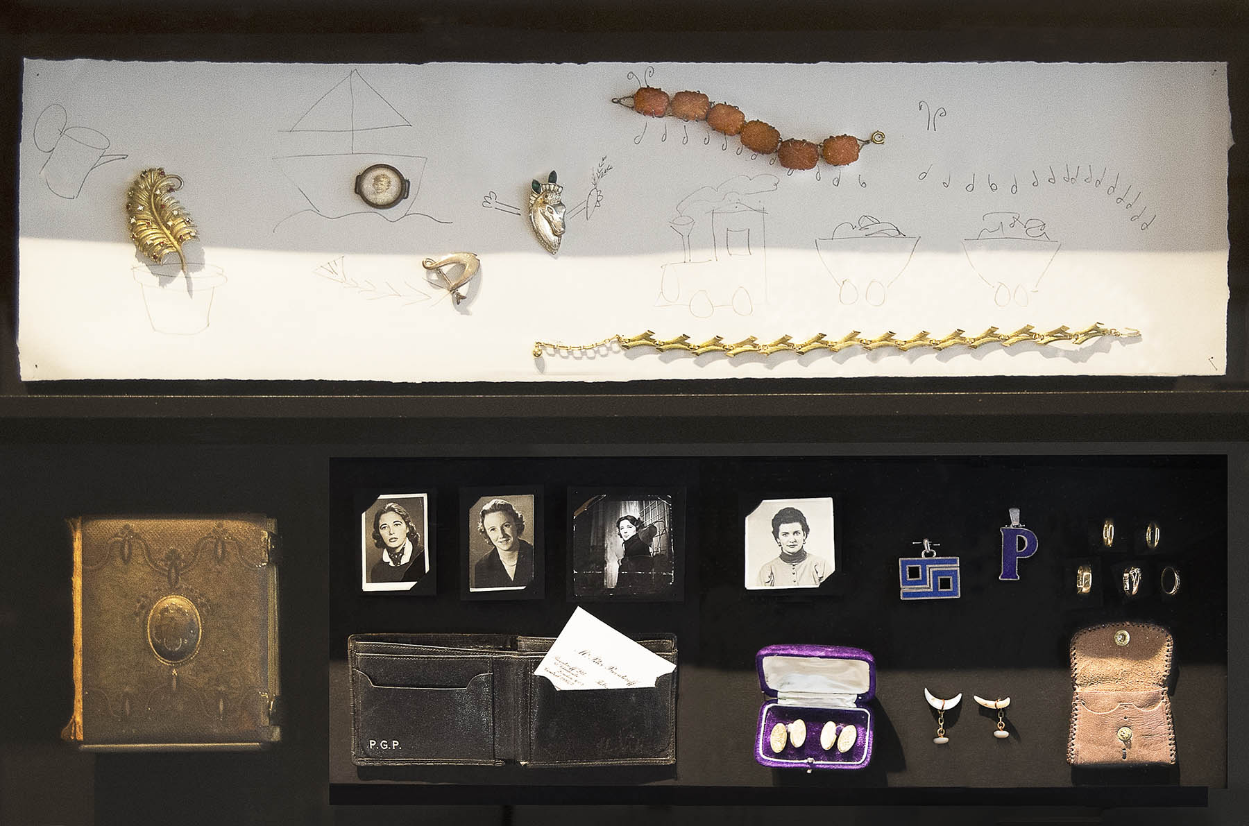 Annoushka Milestones Exhibition display cabinet - Annoushka's inherited trinkets, mother's jewellery, grandfathers mementos