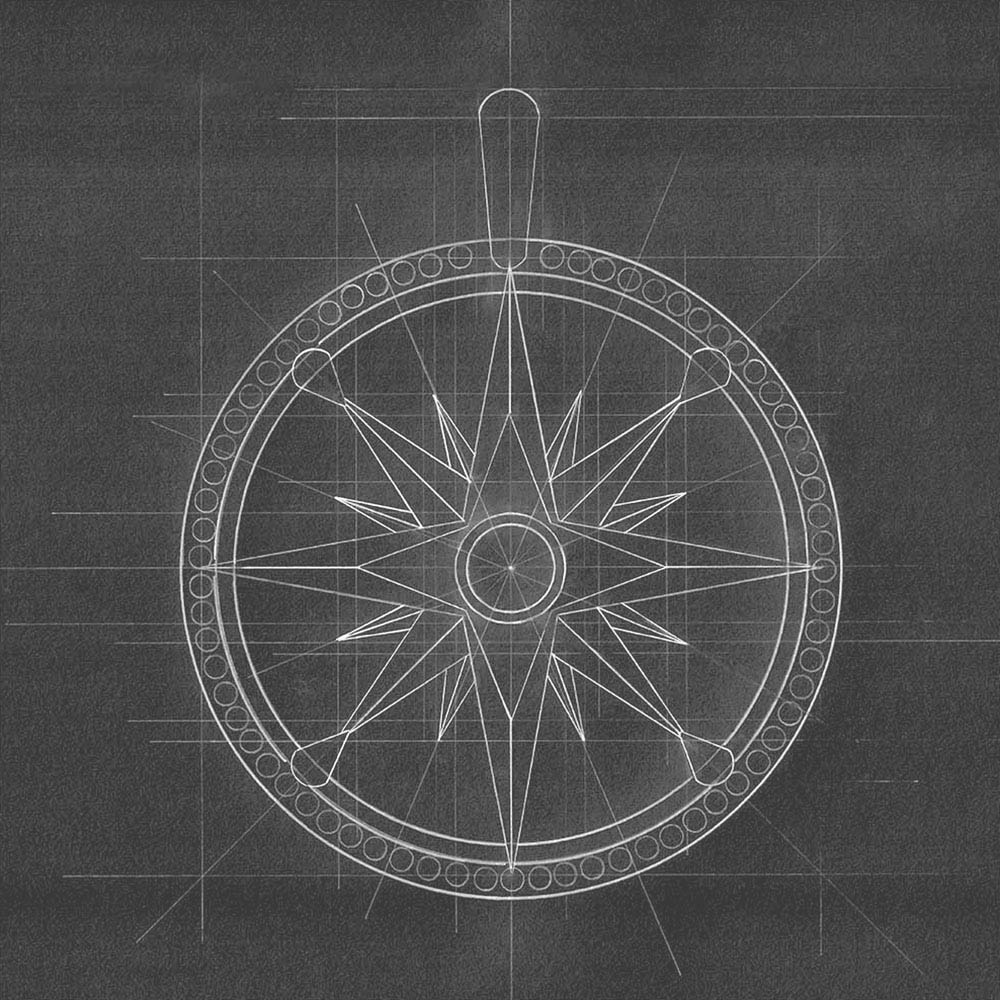 Compass talisman coin pendant drawing