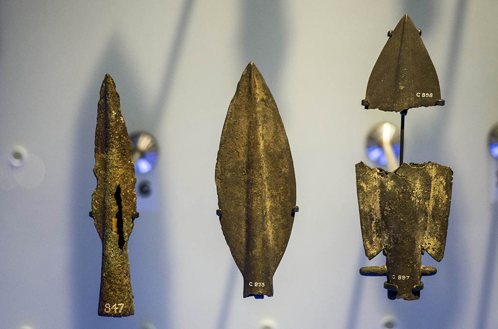 Three Spear Heads in Museum of London - machines and tools