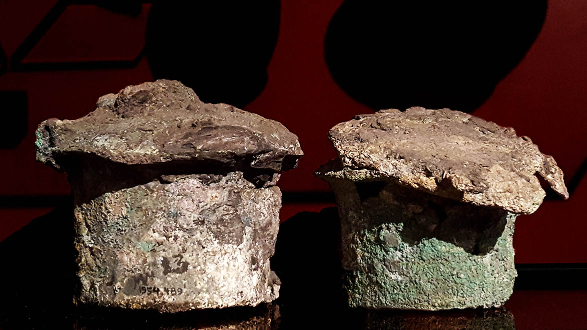Metal pots displayed in The Ashmolean Museum