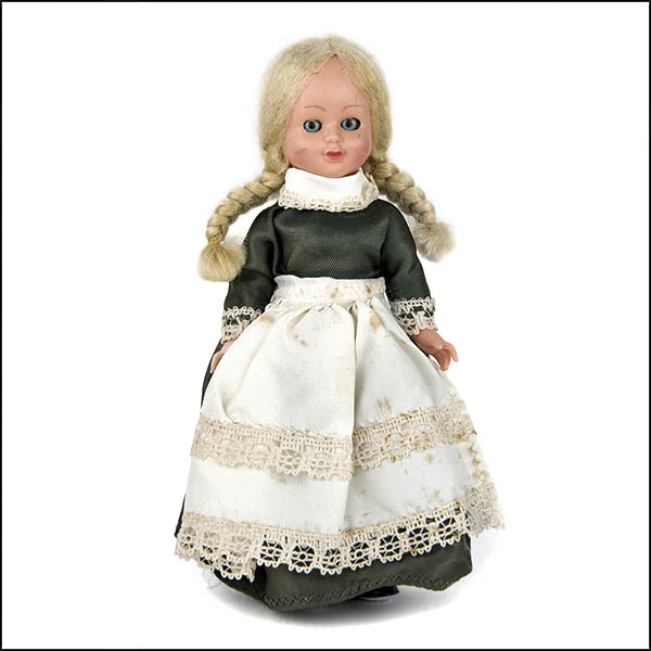 Vintage hard plastic souvenir doll in Danish national dress