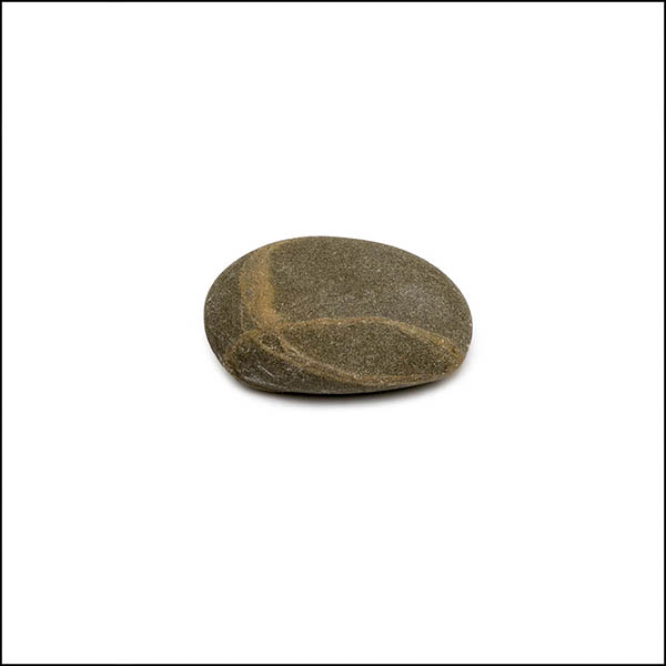 Pebble - oval, brown, crossed horizontal and vertical curved lines