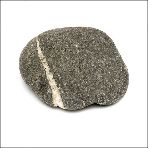 Pebble - rounded square, cool grey, single white vertical stripe