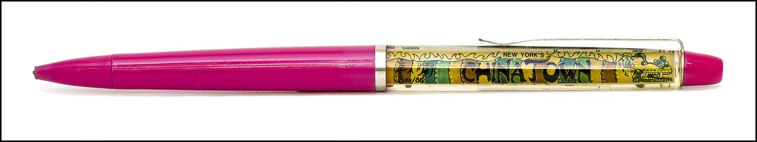 Floaty Souvenir Pen - China Town, New York - floating Chinese dragon - pink