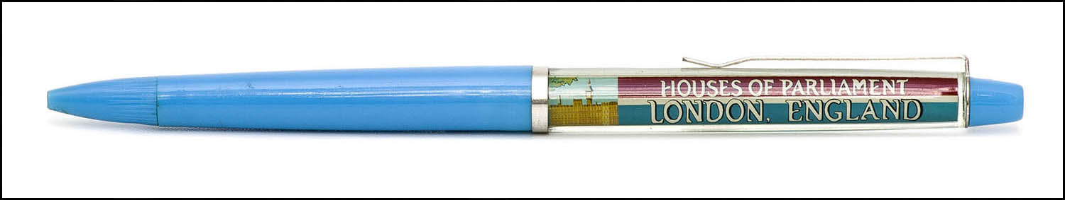 Floaty Souvenir Pen - Houses of Parliment, River Thames, London - floating boat - pale blue