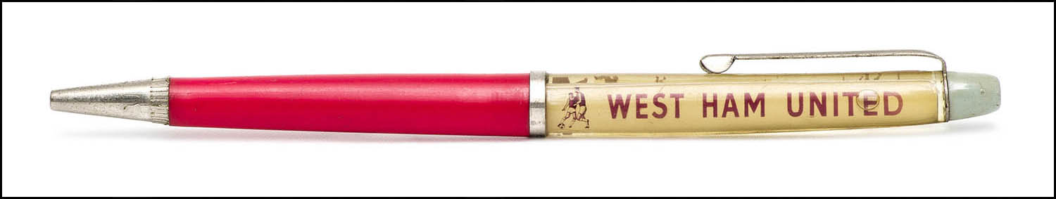 Floaty Souvenir Pen - West Ham United football match - floating footballer - red and grey