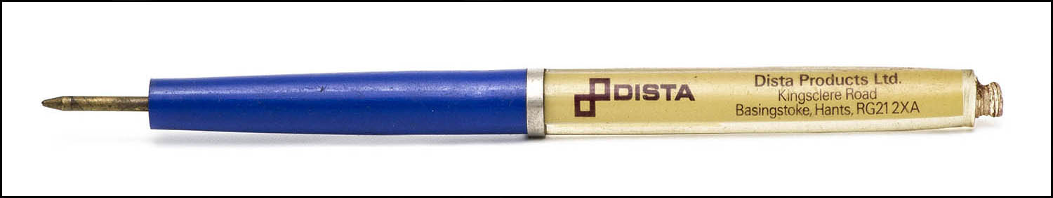Floaty Souvenir Pen - Dista Products - floating paracetamol tablet - royal blue with missing top and bottom