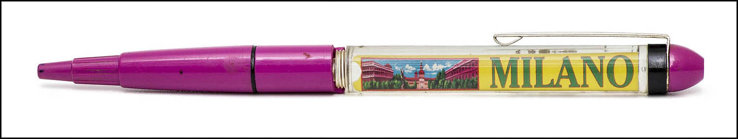 Floaty Souvenir Pen - Milan Cathedral - Floating horse and cart - pink