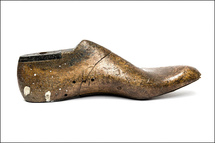 Shoe Last - Cordwainers wooden form - paint splattered antique
